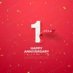 - 1st anniversary with numbers curved red ribbon rnd253 frp12275665 - Home