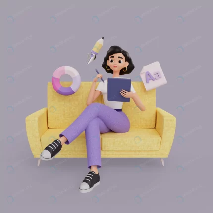 3d illustration female graphic designer character crc92ac4c93 size38.85mb - title:graphic home - اورچین فایل - format: - sku: - keywords: p_id:353984