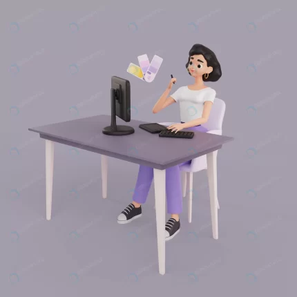 3d illustration female graphic designer character crccea697c8 size42.22mb - title:graphic home - اورچین فایل - format: - sku: - keywords: p_id:353984