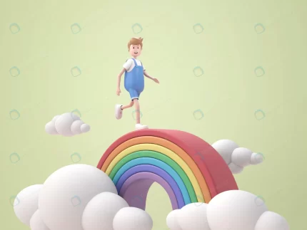 3d illustration little boy walking rainbow render crc8ead6a6b size121.06mb - title:graphic home - اورچین فایل - format: - sku: - keywords: p_id:353984
