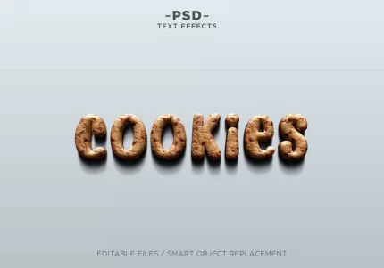 3d realistic cookies effect editable text 1 - title:graphic home - اورچین فایل - format: - sku: - keywords: p_id:353984