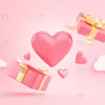 - 3d render pink heart floating out gift box valent crc2bf93a29 size3.39mb 5760x3240 - Home