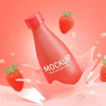 3d render strawberry milk bottle with splash mock crc2b72f690 size9.58mb - title:Home - اورچین فایل - format: - sku: - keywords:وکتور,موکاپ,افکت متنی,پروژه افترافکت p_id:63922