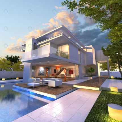 3d rendering impressive villa with pool crc91119355 size11.95mb 4000x4000 - title:graphic home - اورچین فایل - format: - sku: - keywords: p_id:353984