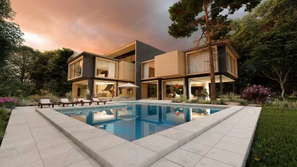 3d rendering large modern contemporary house wood crc29ee67b6 size24.55mb 7680x4320 - title:graphic home - اورچین فایل - format: - sku: - keywords: p_id:353984