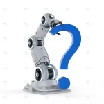 3d rendering robot arm with blue question mark wh crc70577949 size4.65mb 5000x5000 - title:Home - اورچین فایل - format: - sku: - keywords:وکتور,موکاپ,افکت متنی,پروژه افترافکت p_id:63922