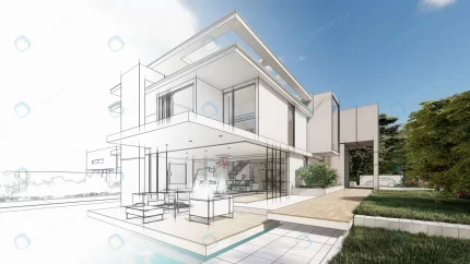 3d rendering upscale modern villa with pool garde crcc37ea203 size14.00mb 7680x4320 - title:graphic home - اورچین فایل - format: - sku: - keywords: p_id:353984