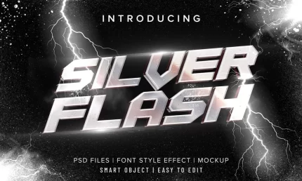 3d silver flash metal chrome text effect - title:graphic home - اورچین فایل - format: - sku: - keywords: p_id:353984