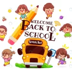 Happy childrens and school bus cartoon art illustration - title:Home - اورچین فایل - format: - sku: - keywords:وکتور,موکاپ,افکت متنی,پروژه افترافکت p_id:63922