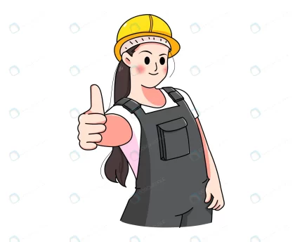 Professional woman industry worker factory engineer machinery or technician people hand drawn cartoon art illustration - title:graphic home - اورچین فایل - format: - sku: - keywords: p_id:353984
