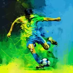 abstract brazil soccer player with ball rnd641 frp34594534 - title:Home - اورچین فایل - format: - sku: - keywords:وکتور,موکاپ,افکت متنی,پروژه افترافکت p_id:63922