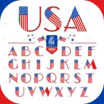 alphabet letters set usa style with american flag rnd874 frp8647823 - title:Home - اورچین فایل - format: - sku: - keywords:وکتور,موکاپ,افکت متنی,پروژه افترافکت p_id:63922