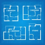 apartment floor plan unfurnished set blueprint de crc098acd12 size5.80mb - title:Home - اورچین فایل - format: - sku: - keywords:وکتور,موکاپ,افکت متنی,پروژه افترافکت p_id:63922