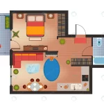 apartment house floor plan with furniture top vie crcf7268af0 size2.03mb - title:Home - اورچین فایل - format: - sku: - keywords:وکتور,موکاپ,افکت متنی,پروژه افترافکت p_id:63922
