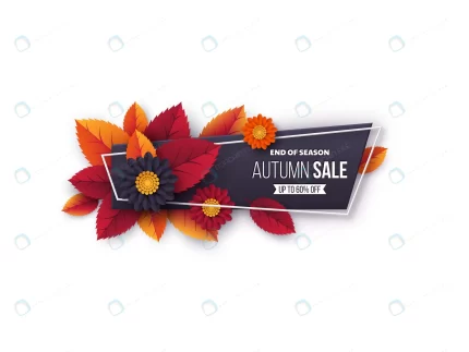 autumn sale banner with leaves flowers paper cut crc6fff0513 size7.39mb - title:graphic home - اورچین فایل - format: - sku: - keywords: p_id:353984