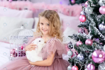 baby girl with rabbit christmas tree beautiful pi crc7aefdff4 size3.7mb 6240x4160 1 - title:graphic home - اورچین فایل - format: - sku: - keywords: p_id:353984