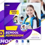 - back school admission marketing social media post square flyer template premium psd 1 - Home