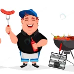 - bbq party young cheerful man cooks grilled food rnd905 frp5687873 - Home