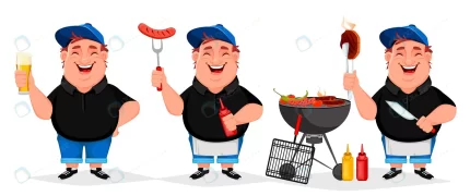 bbq party young cheerful man cooks grilled food rnd905 frp5687873 - title:graphic home - اورچین فایل - format: - sku: - keywords: p_id:353984