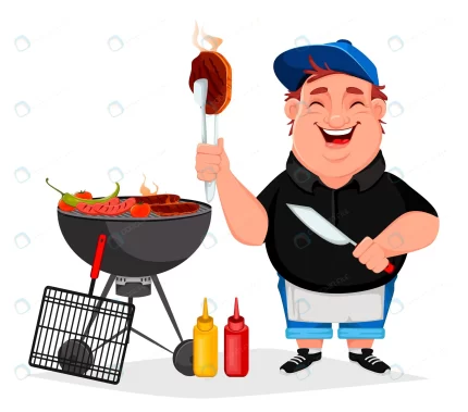 bbq young cheerful man cooks grilled food rnd873 frp5406964 - title:graphic home - اورچین فایل - format: - sku: - keywords: p_id:353984