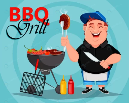 bbq young cheerful man cooks grilled meat rnd662 frp5453131 - title:graphic home - اورچین فایل - format: - sku: - keywords: p_id:353984