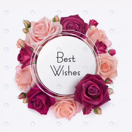 best wishes card white round frame with pink rose crc4ef42711 size4.43mb - title:graphic home - اورچین فایل - format: - sku: - keywords: p_id:353984