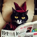 black cat reading newspaper rnd505 frp31932313 - title:Home - اورچین فایل - format: - sku: - keywords:وکتور,موکاپ,افکت متنی,پروژه افترافکت p_id:63922
