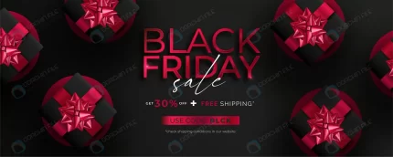 black friday sale banner with realistic presents. crc85b44477 size20.77mb - title:graphic home - اورچین فایل - format: - sku: - keywords: p_id:353984