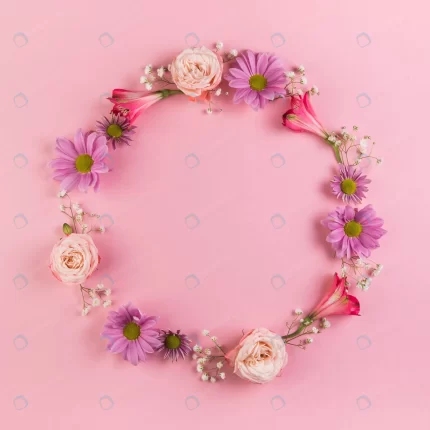 blank circular frame made with flowers pink backg crce8af3b46 size7.70mb 4480x4480 - title:graphic home - اورچین فایل - format: - sku: - keywords: p_id:353984