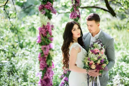 bride groom pose large circle lilac garden crcbaae1eff size5.97mb 3500x2336 1 - title:graphic home - اورچین فایل - format: - sku: - keywords: p_id:353984