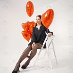 - brunette woman holding bunch heartshaped red ball crc7c754b5a size2.51mb 3333x5000 - Home