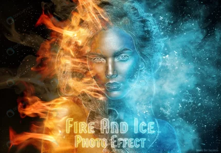 burning fire frozen ice photo effect mockup crc54cf4860 size127.72mb - title:graphic home - اورچین فایل - format: - sku: - keywords: p_id:353984