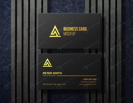 business card mockup gold effect darkness wooden crc04ca032f size181.60mb - title:graphic home - اورچین فایل - format: - sku: - keywords: p_id:353984