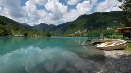 calm beautiful lake most na soci village slovenia crcf9df47de size10.41mb 6016x3376 - title:graphic home - اورچین فایل - format: - sku: - keywords: p_id:353984