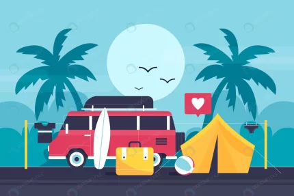 camping with caravan illustration rnd745 frp10137609 - title:graphic home - اورچین فایل - format: - sku: - keywords: p_id:353984