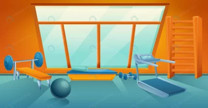 cartoon gym with equipment vector illustration rnd562 frp9040132 - title:graphic home - اورچین فایل - format: - sku: - keywords: p_id:353984
