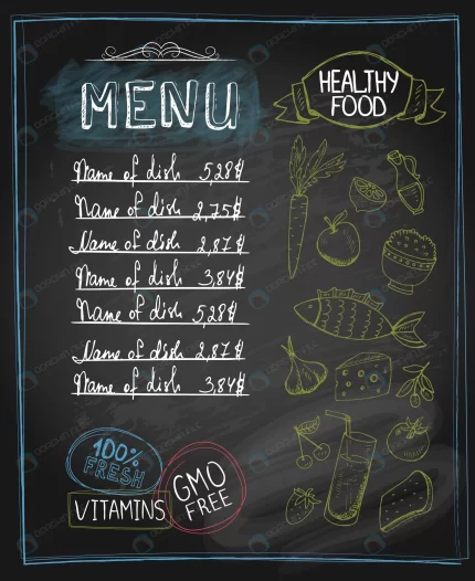 chalkboard healthy food menu with place text vect crc3f13aae3 size7.50mb - title:graphic home - اورچین فایل - format: - sku: - keywords: p_id:353984