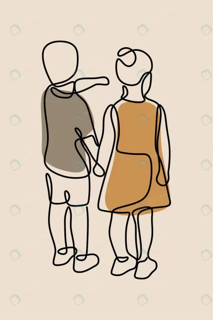 children boy girl holding hand oneline continuous crcdcb8faf2 size0.67mb - title:graphic home - اورچین فایل - format: - sku: - keywords: p_id:353984