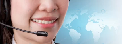 close up smiling woman working call center crc91192777 size6.14mb 7656x2772 - title:graphic home - اورچین فایل - format: - sku: - keywords: p_id:353984