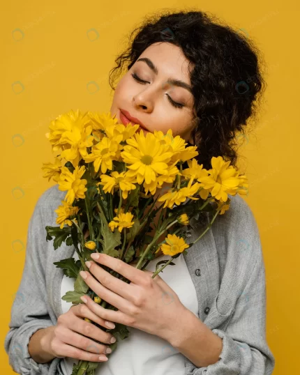 close up woman holding flowers bouquet crcf26f3633 size2.33mb 4912x6140 - title:graphic home - اورچین فایل - format: - sku: - keywords: p_id:353984