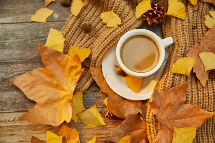 closeup shot cup coffee autumn leaves wooden surf crc8b11f9a9 size25.85mb 6582x4388 - title:graphic home - اورچین فایل - format: - sku: - keywords: p_id:353984