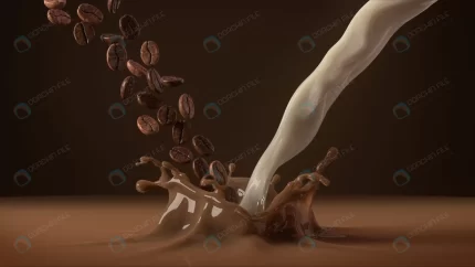 coffee beans milk falling into splash coffee crcec3721be size4.06mb 4000x2251 - title:graphic home - اورچین فایل - format: - sku: - keywords: p_id:353984