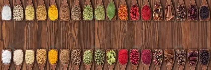 colorful spices herbs as element food packaging d crc69930797 size11.65mb 9000x3000 - title:graphic home - اورچین فایل - format: - sku: - keywords: p_id:353984