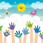 concept design with painted hands little children crc931f3f8c size2.78mb - title:Home - اورچین فایل - format: - sku: - keywords:وکتور,موکاپ,افکت متنی,پروژه افترافکت p_id:63922