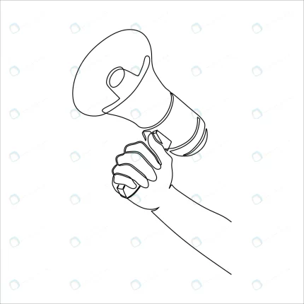 continuous line art hand holding megaphone crc6dfae785 size0.92mb - title:graphic home - اورچین فایل - format: - sku: - keywords: p_id:353984
