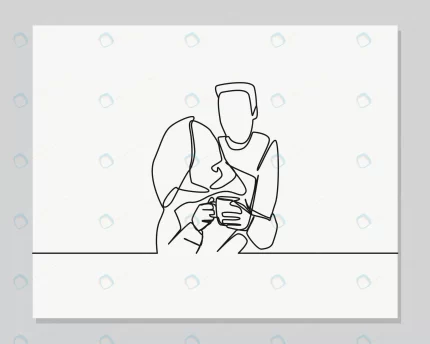 couple drinking coffee continuous one line illust crcfceb4bd8 size0.63mb - title:graphic home - اورچین فایل - format: - sku: - keywords: p_id:353984