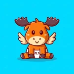 - cute baby moose sitting cartoon icon illustration crc1f679212 size0.98mb - Home