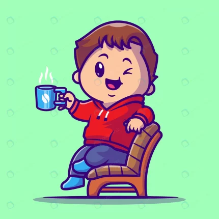 cute boy drink hot coffee chair cartoon vector ic crc9db40489 size1.22mb - title:graphic home - اورچین فایل - format: - sku: - keywords: p_id:353984