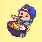 cute boy eating ramen noodle cartoon vector icon crc86b2831c size1.39mb - title:Home - اورچین فایل - format: - sku: - keywords:وکتور,موکاپ,افکت متنی,پروژه افترافکت p_id:63922