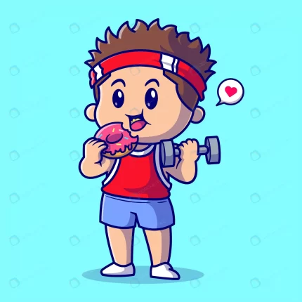 cute boy lifting barbell eating doughnut cartoon crc2625de09 size1.87mb - title:graphic home - اورچین فایل - format: - sku: - keywords: p_id:353984